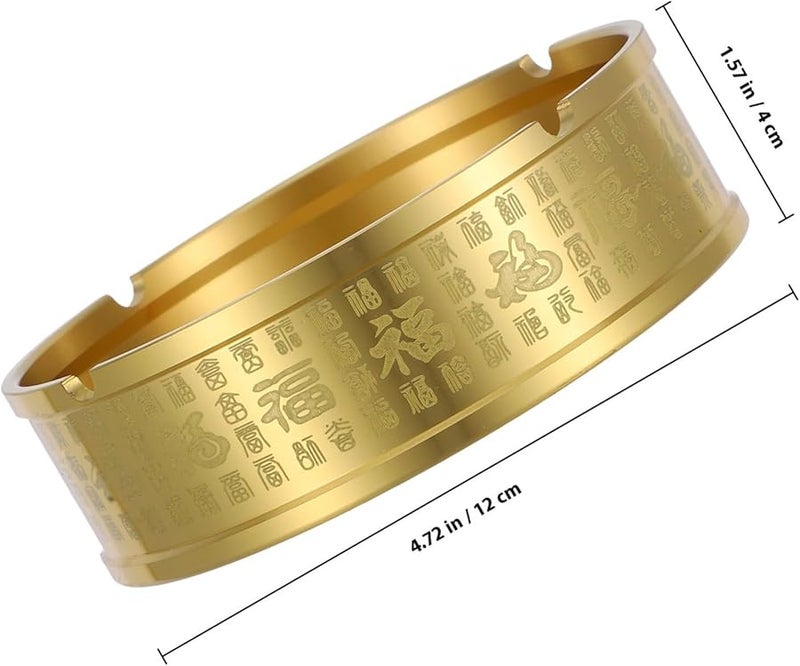 Vintage Brass Ashtray 12Cm Round Metal Holder For Home Office Indoor Outdoor - Image 2